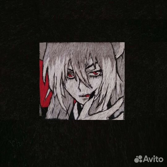 Аниме вышивка ручной работы кастом