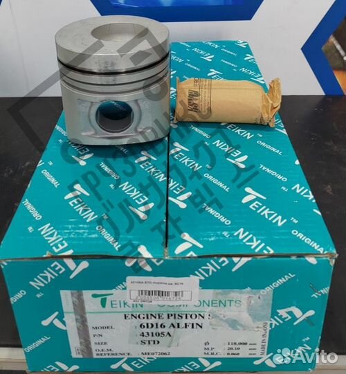 Поршень двигателяs 6D16, комплект 6 шт, teikin (Ин