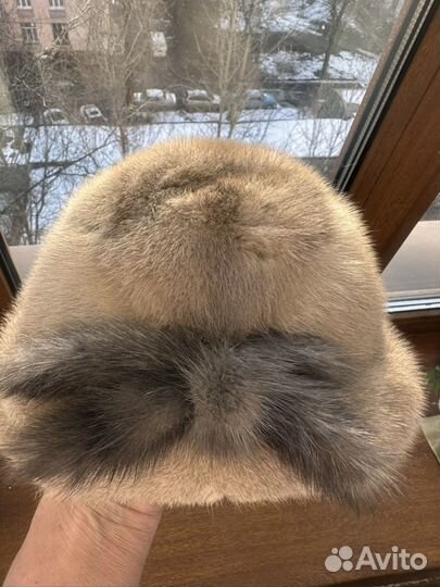 Шляпа женская из светло -серой норки