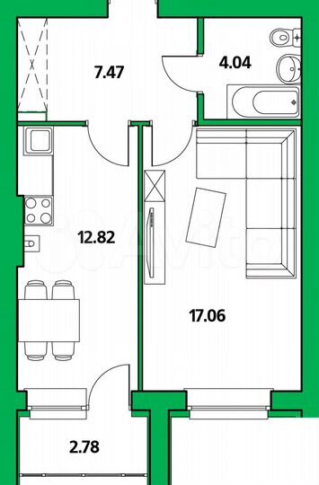 1-к. квартира, 44,2 м², 6/8 эт.