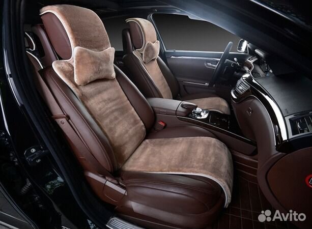 Меховые накидки с подголовником и подушкой цвет бе