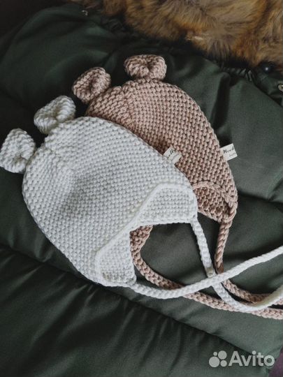Новая Шапка зимняя 0-3 месяца. Ручная работа