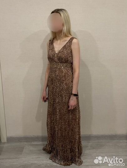 Летнее вечернее леопардовое платье в пол 48 размер