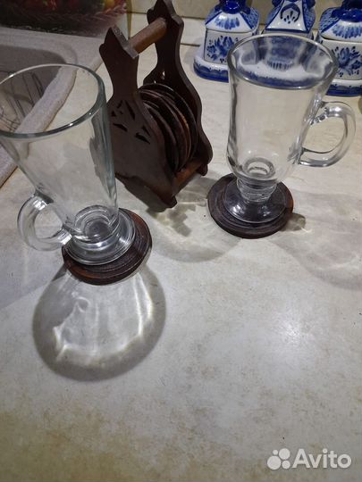 Деревянный набор-подставка для чашек и стаканов