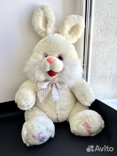 Мягкая игрушка заяц, поет, высота 50см, молочный