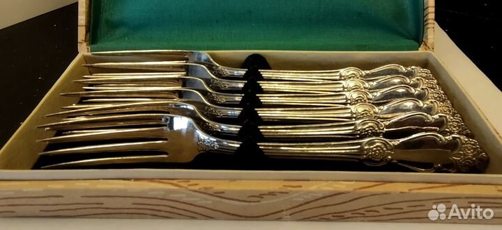 Вилки большие столовые роза 6 шт мельхиор, кольч