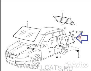 Стекло боковое заднее левое Skoda Fabia 2 2007