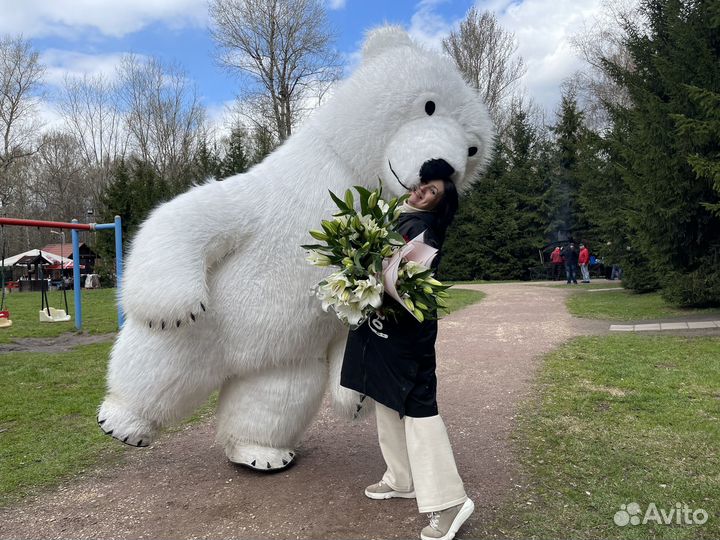 Ростовая кукла.Белый медведь.Поздравление.Подарок