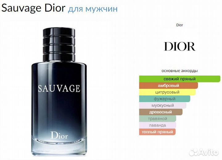 Туалетная вода Christian Dior Sauvage отливант