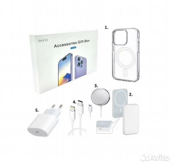 Подарочный набор 5 в 1 для iPhone 14/14 Pro/Max