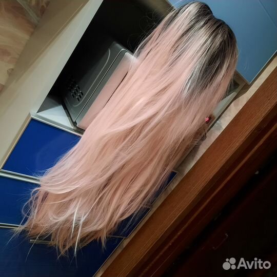 Парик розовые волосы 95см