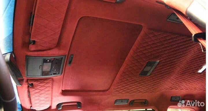 Перетяжка потолка автомобиля в алькантару