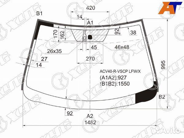 Стекло лобовое toyota aurion