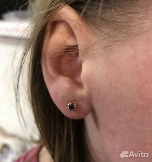 585 серьги нат сапфиры 0,18ct Новые гвоздики пусет
