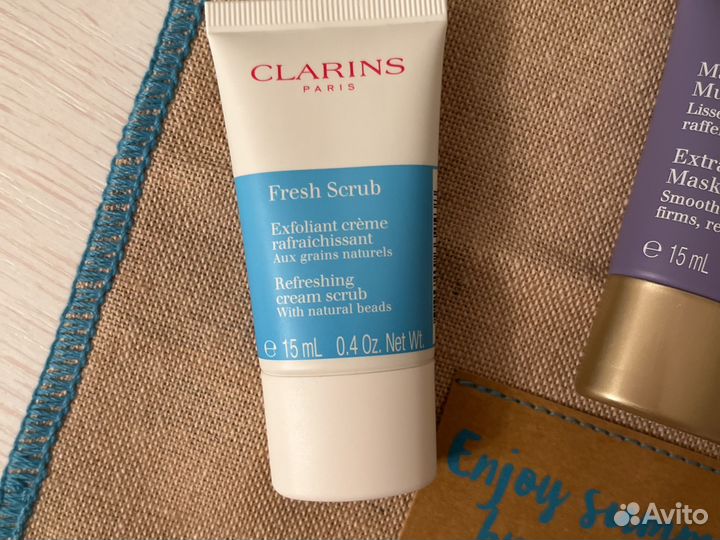 Clarins набор миниатюр крем маска скраб