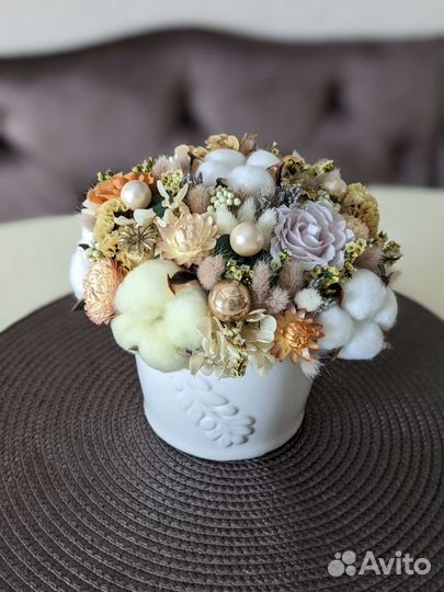 Интерьерные букеты-композиции из сухоцветов