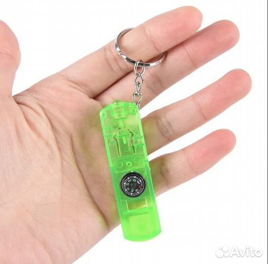 Брелок для ключей 3 в 1 - фонарик, свисток, компас