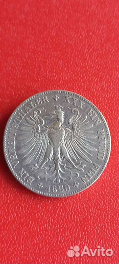 Монета Серебро 1 талер, Франкфурт(Германия)