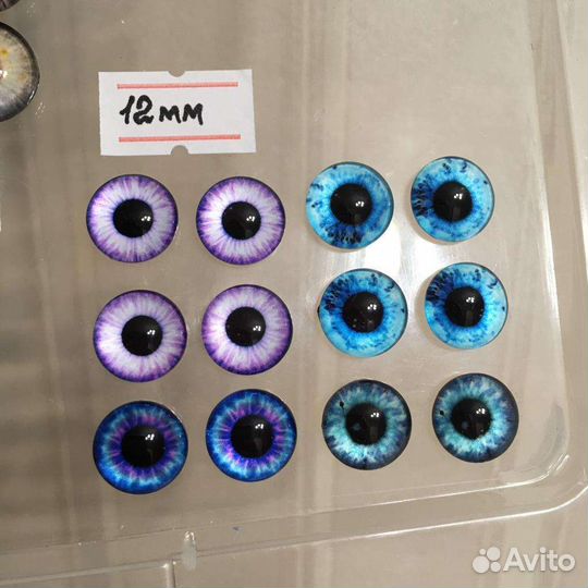 Глаза толстые для кукол 14, 12, 8, 6 мм