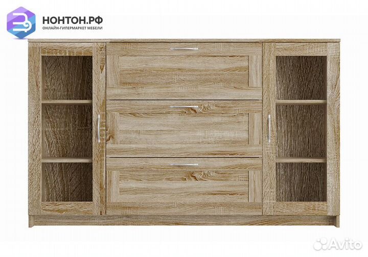 Комод с дверцами Сириус со стеклом и 3 ящиками сон