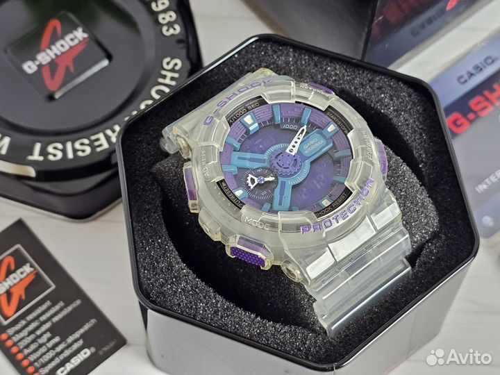 Часы casio g shock ga 110 фиолетовые прозрачные