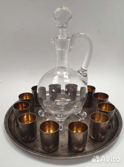 Серебро 84, 19 век, коньячный набор на 12 персон