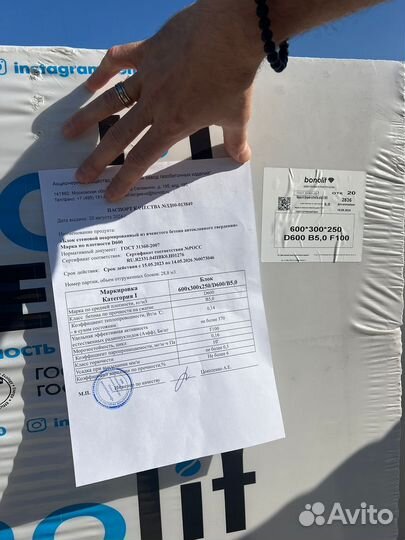 Газосиликатный блок 600х300х250