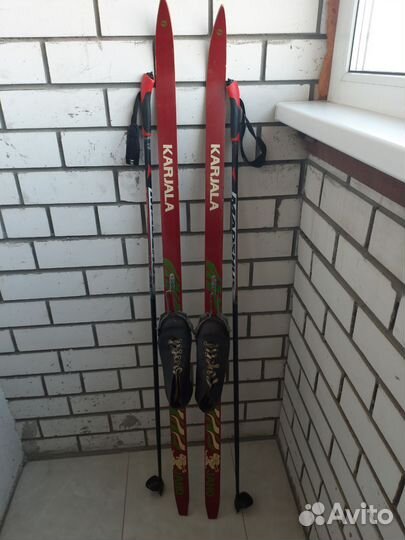 Беговые лыжи рост 155 с палками, ботинками