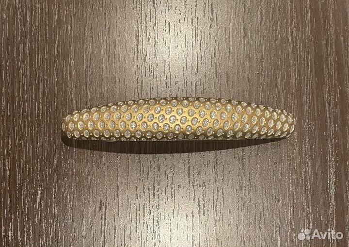 Заколка для волос со стразами, автомат, золотистая