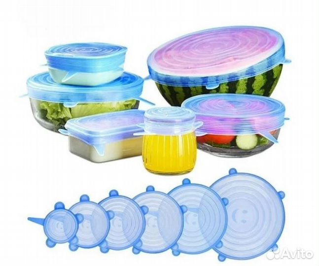 Силиконовые натяжные крышки для посуды