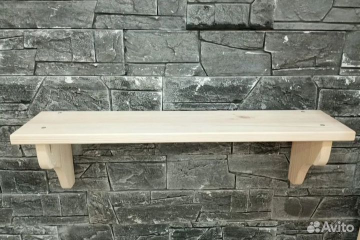 Полка настенная деревянная для кухни, книг 60 см