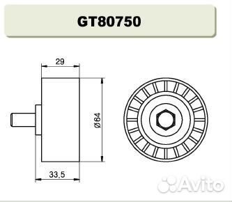 GMB GT80750 Ролик обводной ремня грм