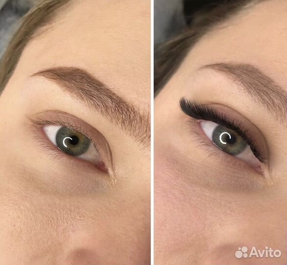 Наращивание ресниц, окрашивание бровей