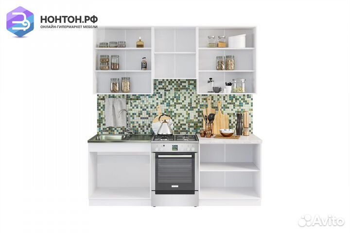 Кухня Нувель 2.2 м бетон белый