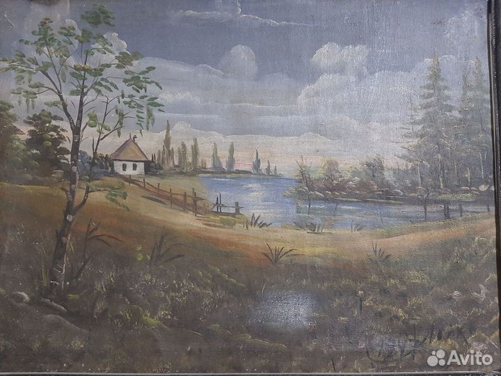 Картина маслом на холсте, художник Лойк 1947год