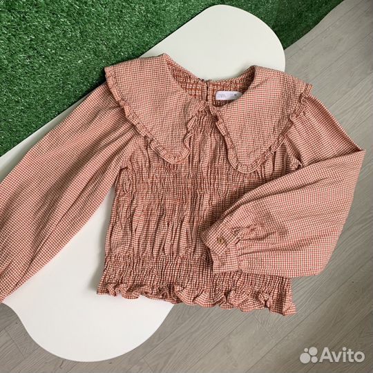 Блузка рубашка zara с воротником 140см 10 размер