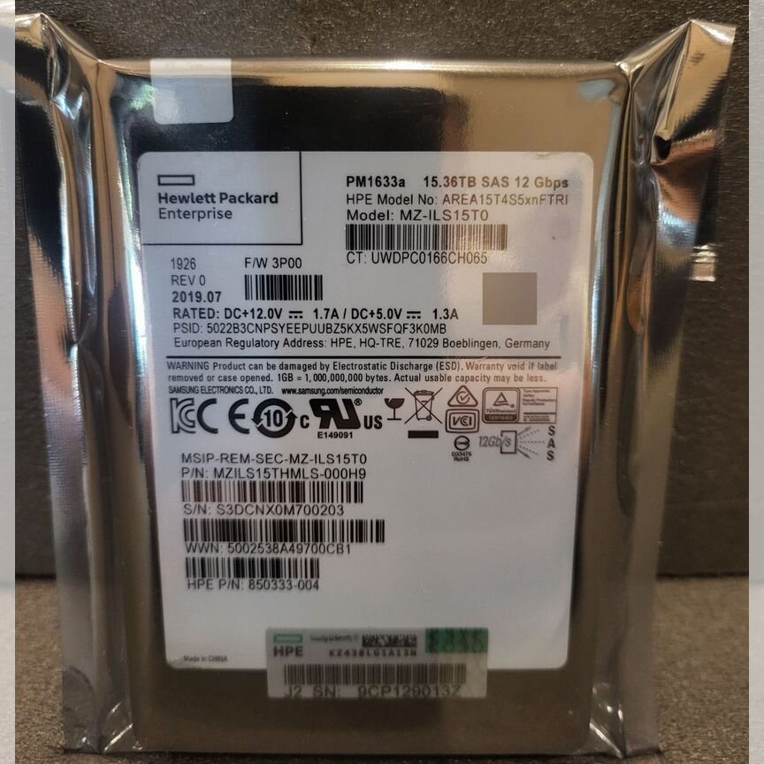 [PM1633A] Samsung 15.36tb Hpe Mzils15thmls-000h9 Pm1633a