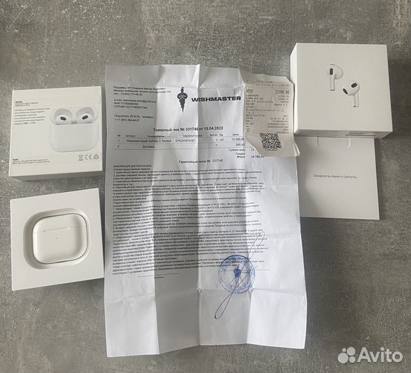 Apple AirPods (3-его поколения, 2022) чек