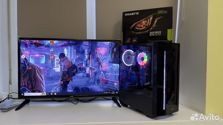 Игровой компьютер gtx 1070 8gb/ryzen 5 2600/16 озу