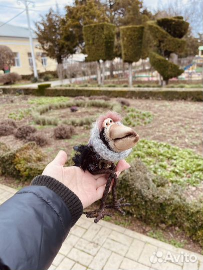 Текстильная интерьерная кукла ворона