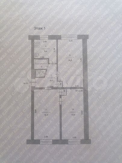 3-к. квартира, 60,7 м², 1/5 эт.
