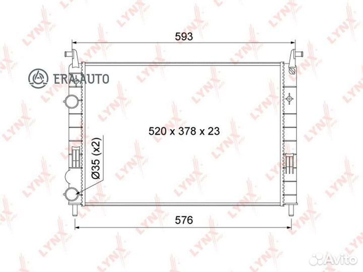 Lynxauto RM-1134 Радиатор охлаждения сборный MT подходит для fiat Albea 1.2-1.4 01-12 / Palio 1.2-1