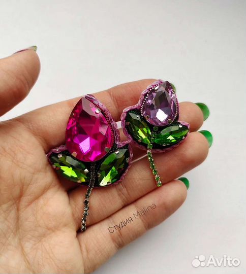 Брошь ручной работы цветы