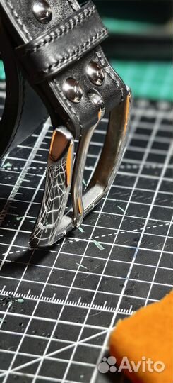 Ремень мужской кожаный ручной работы с прошивкой