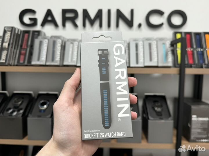 Ремешок Garmin Quickfit 26 Silicone Black/Blue