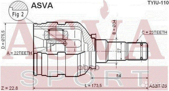 ШРУС внутренний 22x34x23 tyiu110 asva