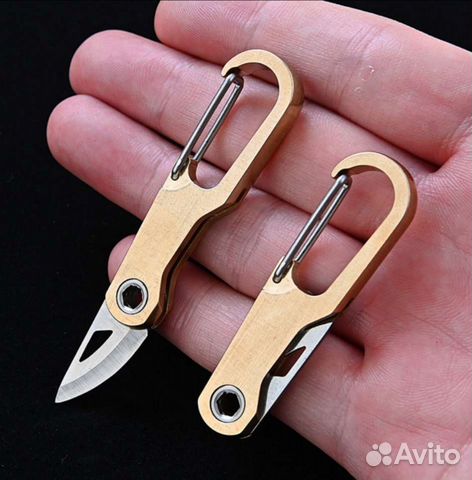 Карабин нож - скрытый нож - наключник латунный