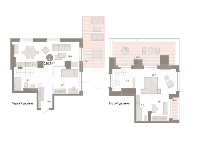 2-к. квартира, 130,7 м², 8/8 эт.