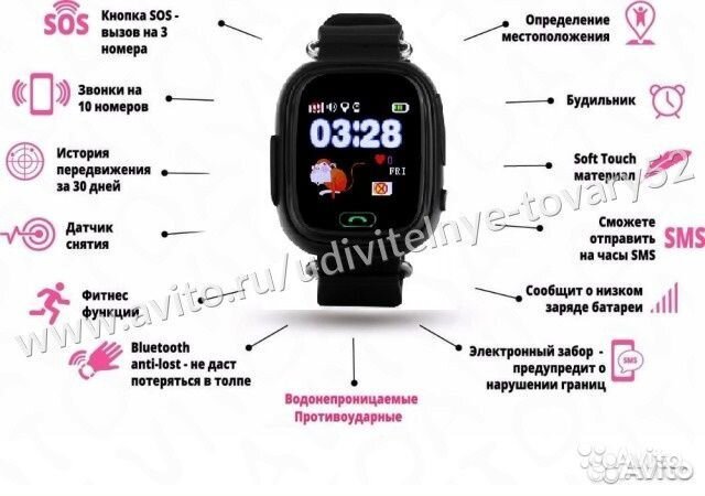 Smart baby watch Q90 чёрные (детские часы с GPS)