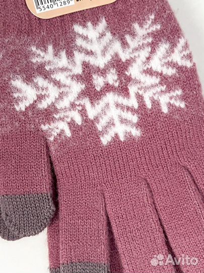 Перчатки женские сенсорные розовые